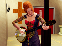 Tocando el banjo en la iglesia